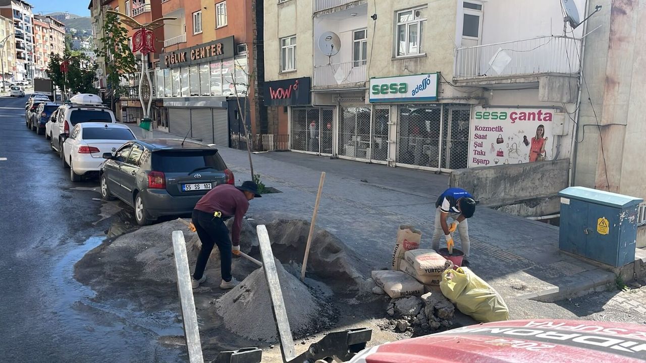 Hakkari’de hasarlı kaldırımlar yenileniyor