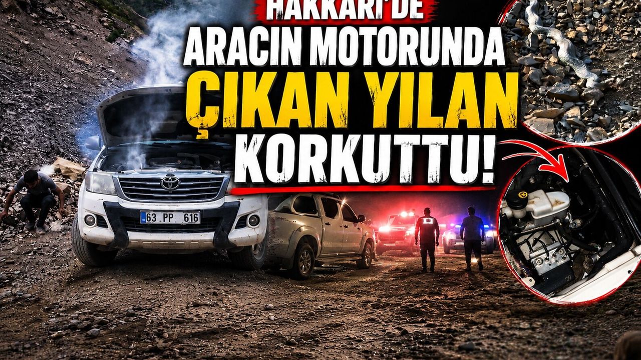 Hakkari’de aracın motoruna giren yılan paniğe neden oldu