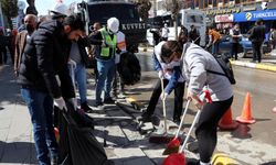 Van halkı kentte temizlik çalışmalarına katılıyor
