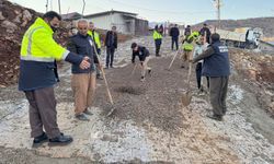 Derecik Sınır Kapısı’nda parke taşı döşeme çalışmaları başladı