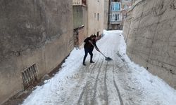 Hakkari'de buzlanmaya karşı tuzlama çalışmaları sürüyor