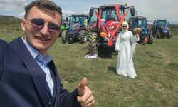 Traktörlü düğün  konvoyu