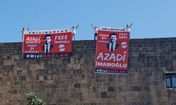 Diyarbakır'da surlara asılan 'İmamoğlu' pankartlarına polis el koydu