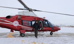 Erzurum’da karda mahsur kalan hasta için helikopter kalktı