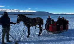 Buz kalınlığı 10 santimetreye çıkan Çıldır Gölü dundu