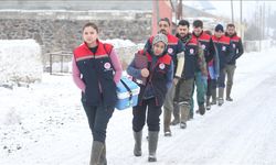 Kars’ta veterinerler, zorlu kışta hayvanları koruyor