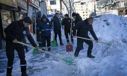 Hakkari'de işçilerin karla mücadele mesaisi