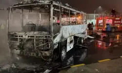 Kapıkule'de yolcu otobüsü alev alev yandı