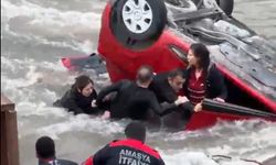 Otomobil nehre uçtu: Anne ve kızı yaralı