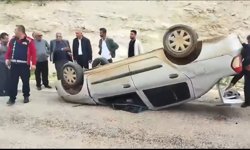 Ters dönen otomobilin sürücüsü ağır yaralandı