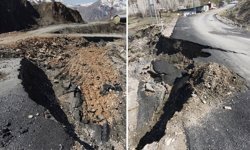 Yağış sonrası Durankaya'da yol çöktü