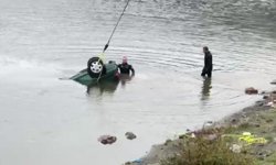 El freni çekilmeyen otomobil gölete düştü