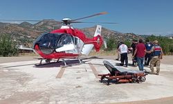Yaralı kadın için ambulans helikopter havalandı