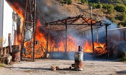 Hakkari'de şantiye alanında yangın: Kışlık otlar kül oldu