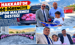 Hakkari'de 60 öğrenciye spor malzemesi desteği