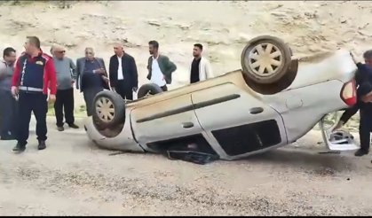 Ters dönen otomobilin sürücüsü ağır yaralandı