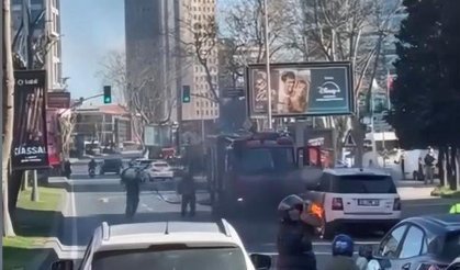 Cipin lastikleri alev alev yandı; trafik kilitlendi