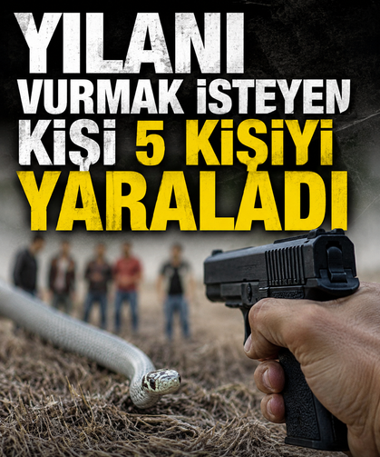 Yılanı vurmak isteyen kişi 5 kişiyi yaraladı