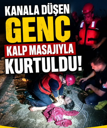 Kanala düşen genç kalp masajıyla kurtuldu