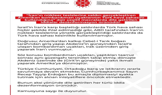 DMM 'Amerikan uçakları Türk hava sahasını kullandı' iddiasını yalanladı