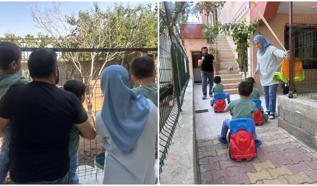 Koruyucu ailesi oldukları üçüzlerle evlerine neşe geldi