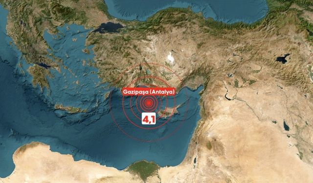 Akdeniz'de 4,1 büyüklüğünde deprem