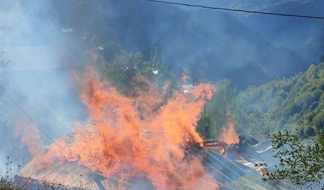 Artvin'de tek katlı ev yangında küle döndü