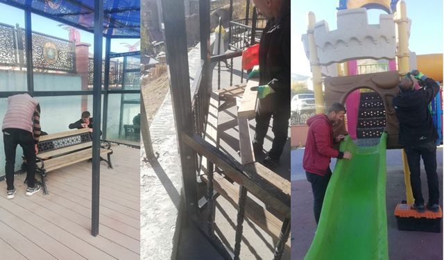 Hakkari’de tahrip edilen parklar onarıldı