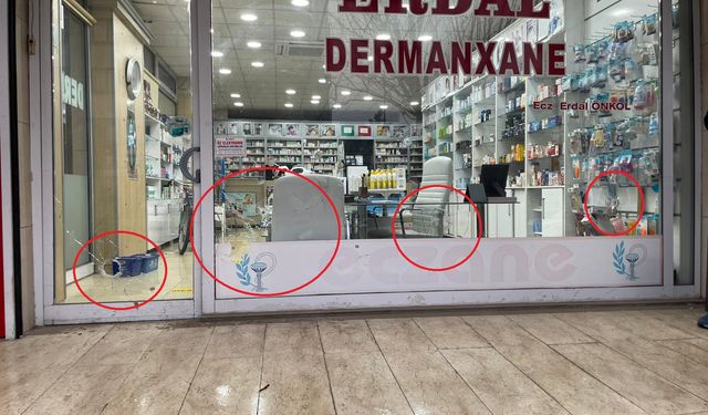 Eczaneye silahlı saldırı kamerada