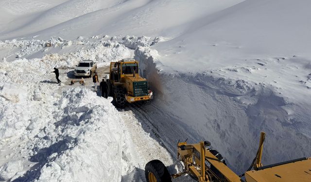 3 bin 300 rakımlı mezra yolunda karla mücadele sürüyor
