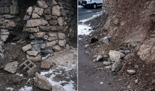 Hakkari’de yıkılmaya yüz tutan duvar tehlike saçıyor