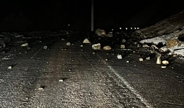 Hakkari-Çukurca karayoluna kayalar düştü