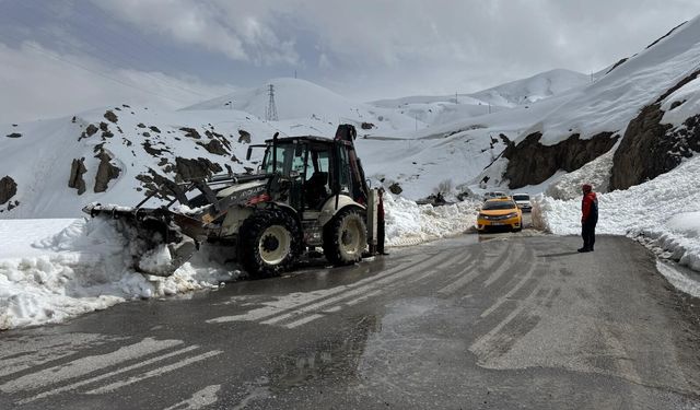 Hakkari'de kayak merkezi yoluna düşen çığ temizlendi