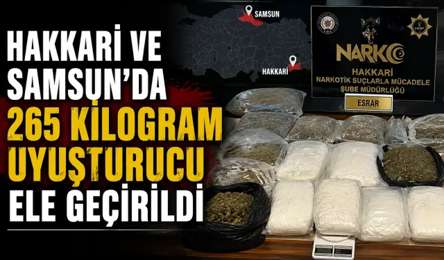 Hakkari ve Samsun'da 265 kilo yasaklı madde ele geçirildi