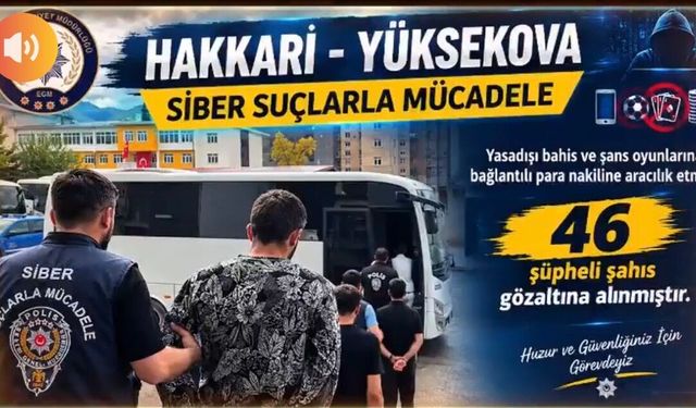 Hakkari'de  46 kişiye bahis  gözaltısı