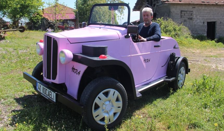 Kaporta ustası, çapa motoruyla nostaljik otomobil yaptı