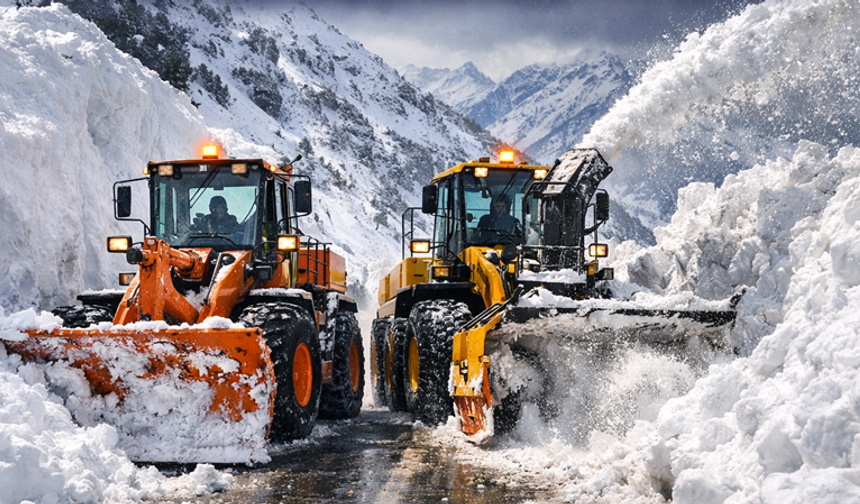 Hakkari’de Karayolları ekiplerinden karla mücadele çalışması