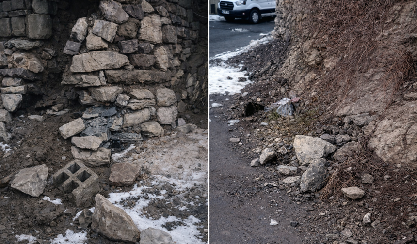 Hakkari’de yıkılmaya yüz tutan duvar tehlike saçıyor