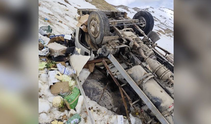 Yüksekova'da kamyonet şarampole yuvarlandı