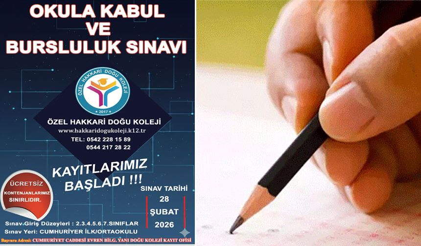 Özel Hakkari Doğu kolejinden sınav duyurusu
