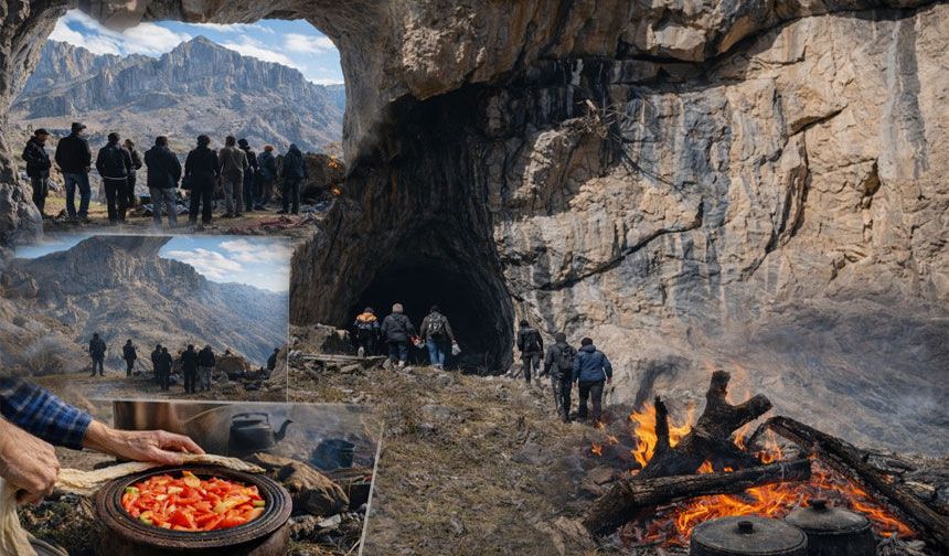 Hakkari'de 20 kişilik ekip mağarada iftar açtı