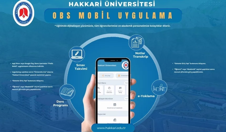 Hakkari Üniversitesi OBS mobil uygulamasını kullanıma açtı