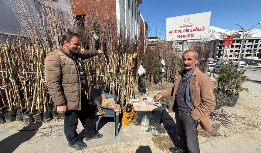 Hakkari’de 25 yıldır aynı noktada fidan satıyor