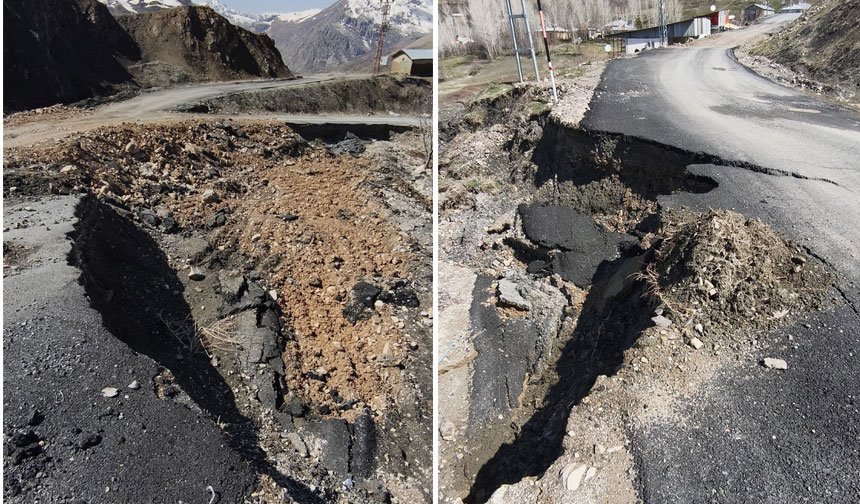 Yağış sonrası Durankaya'da yol çöktü