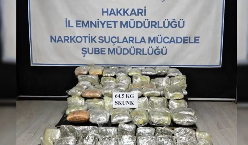 Hakkari’de 64,5 kilogram uyuşturucu ele geçirildi