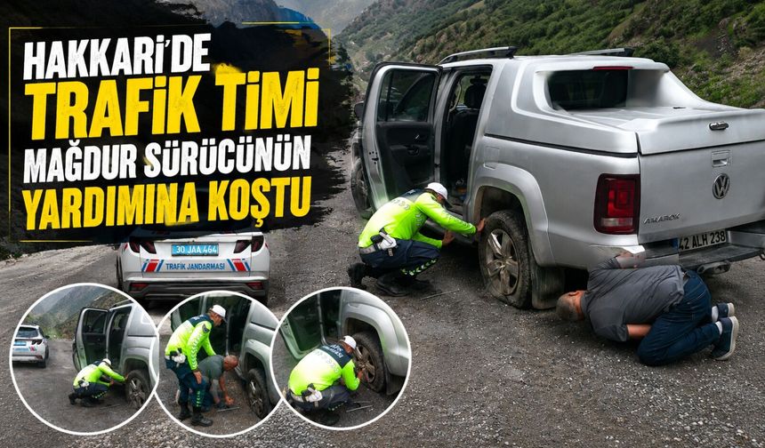 Hakkari’de trafik timi mağdur sürücünün yardımına koştu