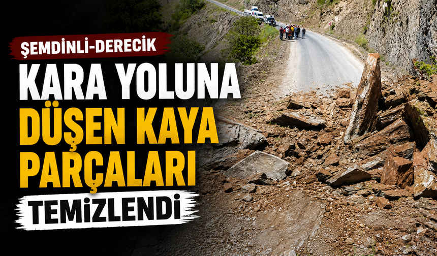 Şemdinli-Derecik kara yoluna düşen kaya parçaları temizlendi