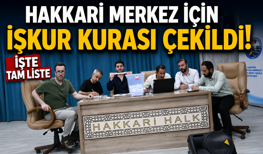 Hakkari merkez için İŞKUR kurası çekildi: işte tam liste