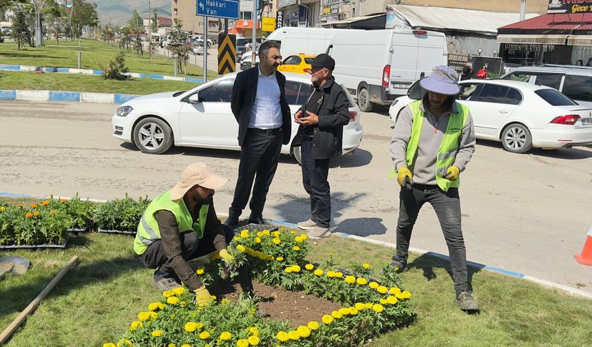 Yüksekova’nın ana caddeleri çiçeklerle renkleniyor