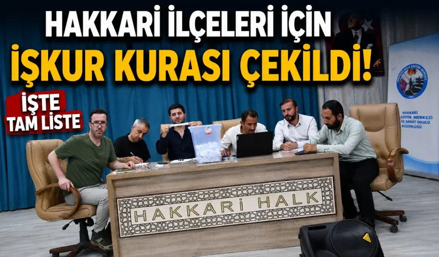 Hakkari ilçeleri için İŞKUR kurası çekildi; işte tam liste
